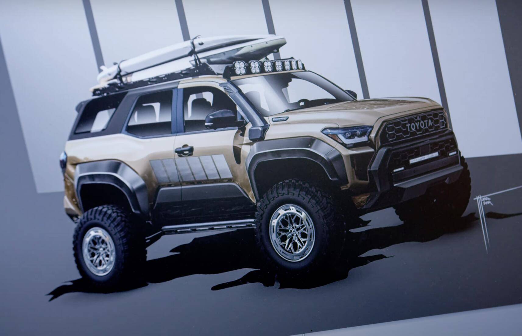 2025 Toyota 4runner First peek! 2025 4Runner TRD 2-Door Convertible Surf Concept SEMA Build w/ removable top -- by Toyota 2024 4runner trd 2 door convertible sema build concept