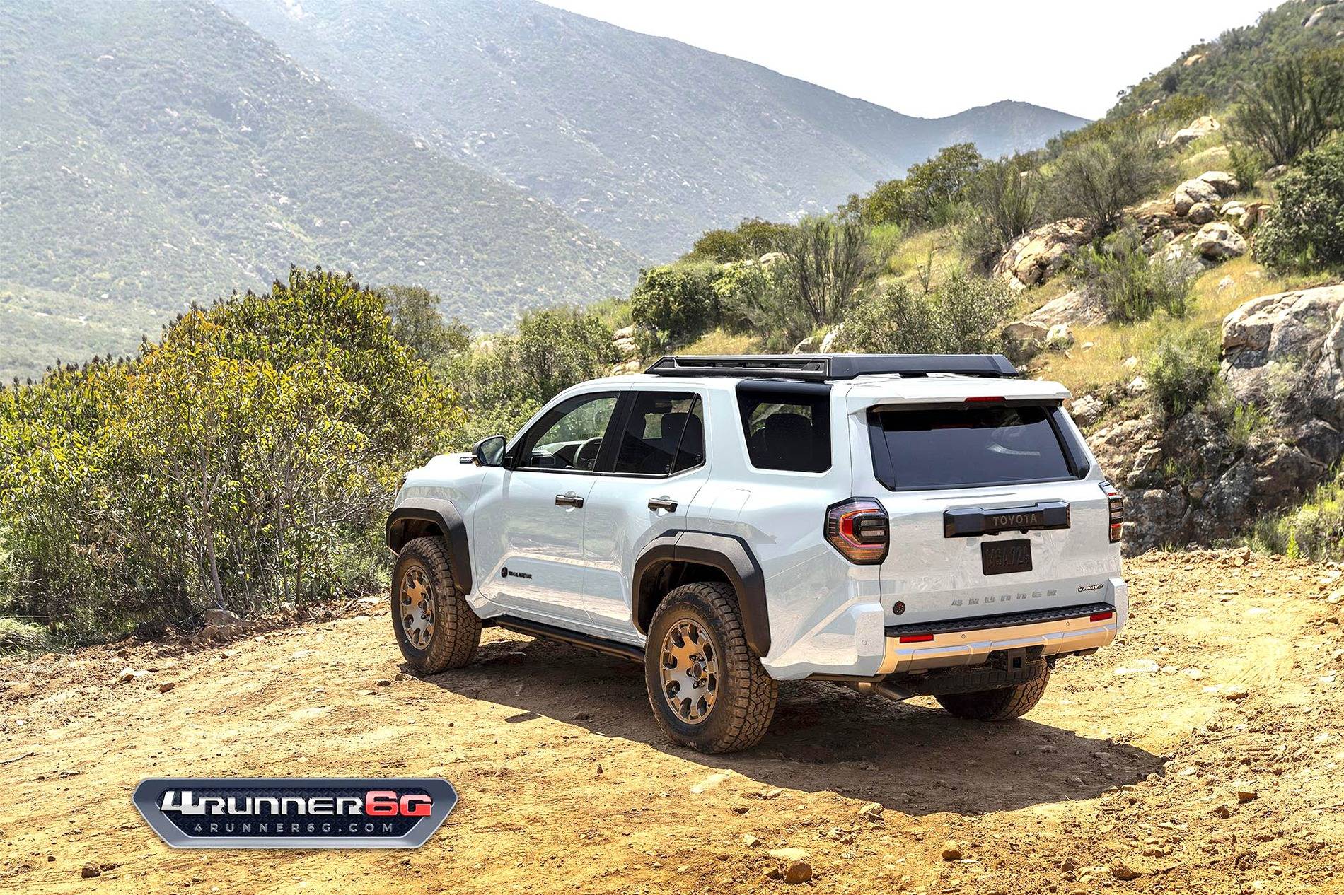 2025 Toyota 4runner TRAILHUNTER: 2025 4Runner Colors, Interiors, Factory Installed Accessories, Post Production Options (PPO) Ice Cap White 2025 4runner Trailhunter rear