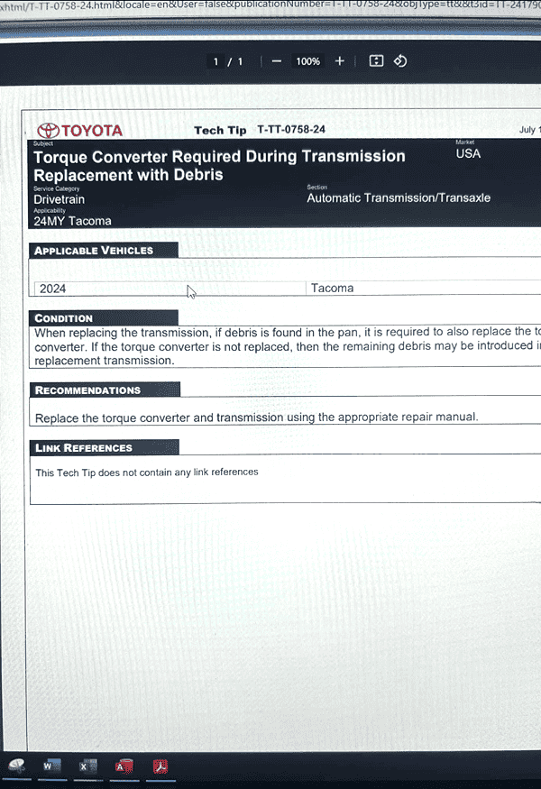 2025 Toyota 4runner Transmission failures in 2024 Tacoma may be debris related IMG_2616 (1)