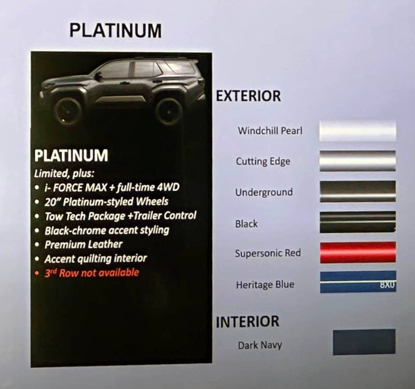 2025 Toyota 4runner PLATINUM Specs: 2025 4Runner 6th Gen - Features, Colors, Interiors, Accessories, Options Platinum 2025 4runner 6th Gen features, colors, interiors