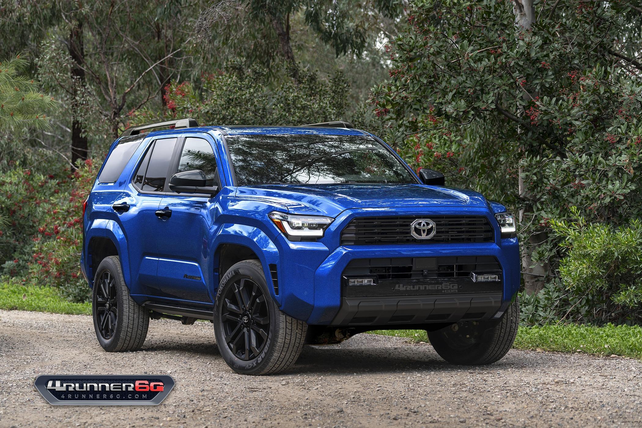 2025 Toyota 4runner Fun colors for 2025 4Runner TRD PRO, Trailhunter, Platinum Trims -- previews & slideshow Platinum-Blue-Crush-Front