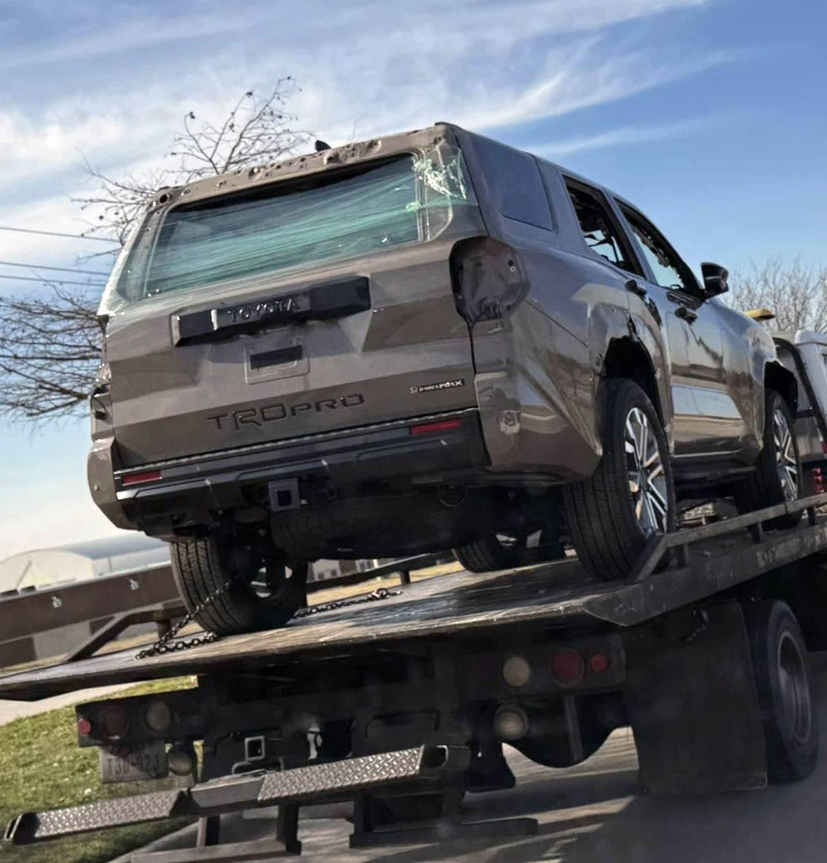 2025 Toyota 4runner Totaled / stripped down 2025 4Runner TRD Pro spotted Totaled TRD Pro 2025 4Runner 6th gen spotted in DFW Texas 1