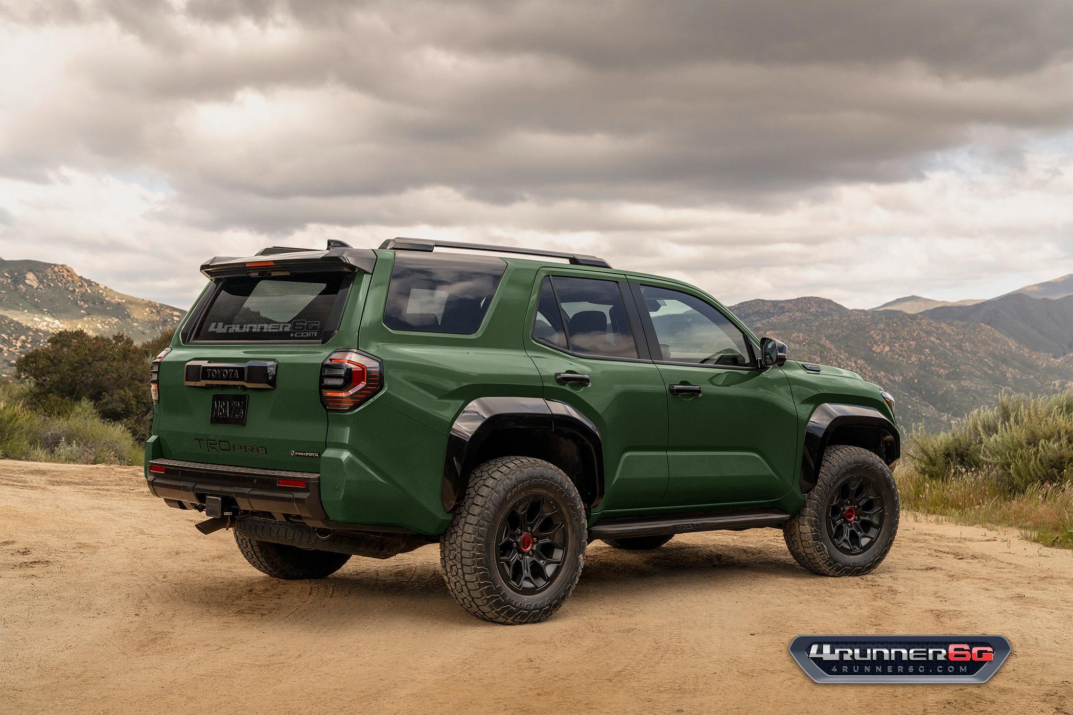 2025 Toyota 4runner Fun colors for 2025 4Runner TRD PRO, Trailhunter, Platinum Trims -- previews & slideshow TRDpro-Army-Green-Rear