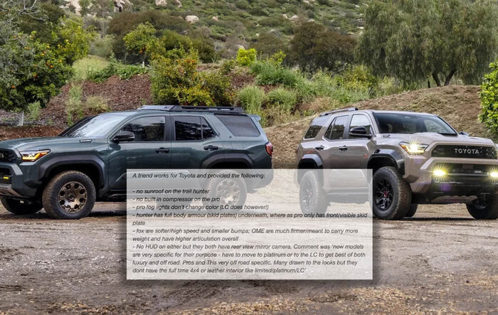 Q&A: 2025 4runner TRD Pro & Trailhunter Options -- sunroof, onboard compressor, fog lights, skid plates, HUD, suspension