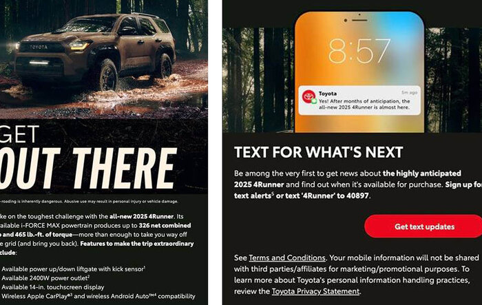 Toyota Text Notifications/Updates for 2025 4Runner -- anyone else receive email?